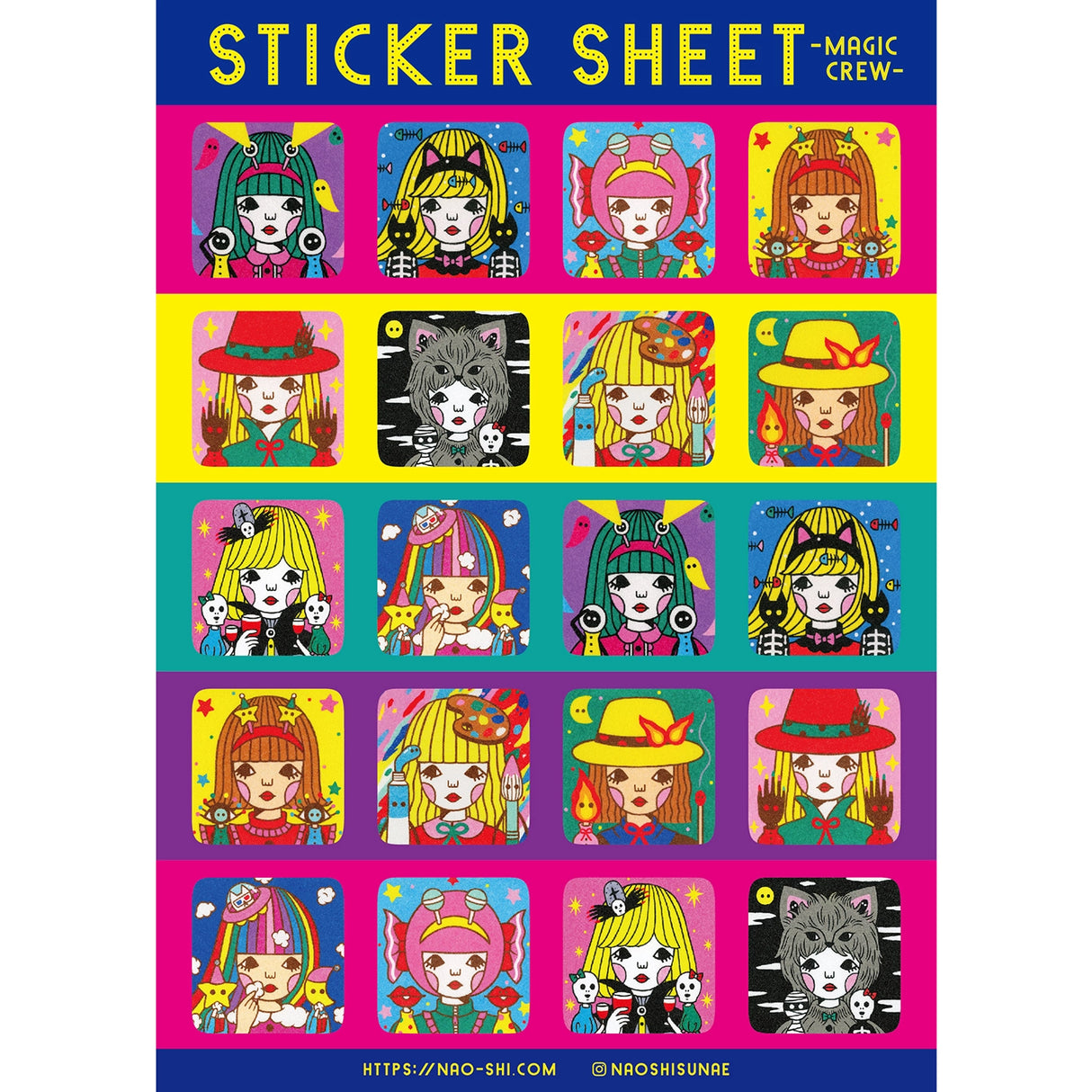 Magic Crew sticker sheet is perfect for decorating your journal, binder, planner, scrapbook or laptop.

*The size shown is a rough dimension of the characters (stickers). *The colors on actual print may vary slightly from what you see on your computer monitor. ---Copyright ©Naoshi / ALL RIGHTS RESERVED. ---
