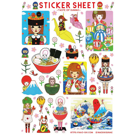 Taste of Kawaii sticker sheet is perfect for decorating your journal, binder, planner, scrapbook or laptop.

*The size shown is a rough dimension of the characters (stickers). *The colors on actual print may vary slightly from what you see on your computer monitor. ---Copyright ©Naoshi / ALL RIGHTS RESERVED. ---