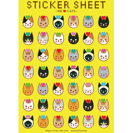 We Love Cats sticker sheet is perfect for decorating your journal, binder, planner, scrapbook or laptop.

*The size shown is a rough dimension of the characters (stickers). *The colors on actual print may vary slightly from what you see on your computer monitor. ---Copyright ©Naoshi / ALL RIGHTS RESERVED. ---
