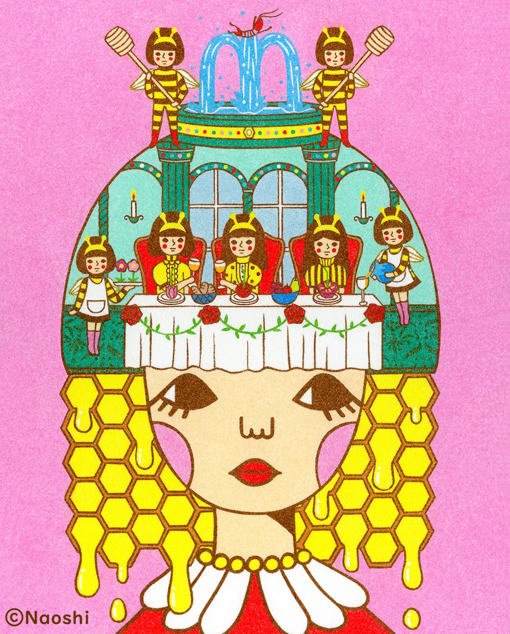 Naoshi Queen Bee's Palace Postcard

These postcards are featuring striking colorful and whimsical world. Artwork made with colored sand and then scans them in high quality.