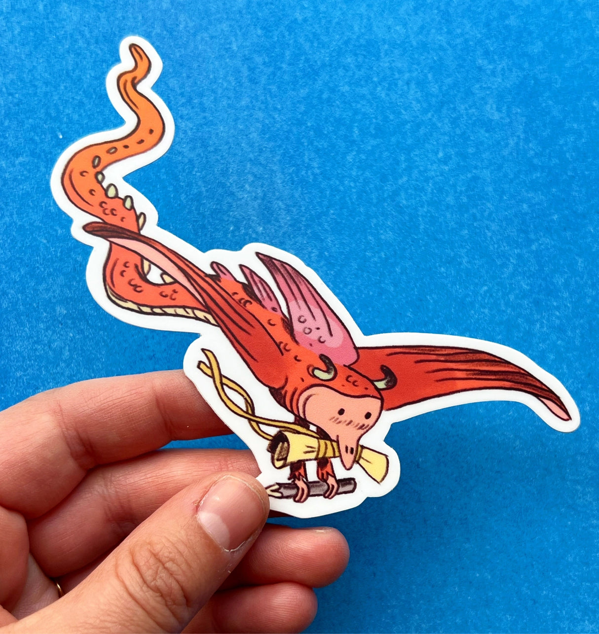 This Scroll Bearer matte sticker is 3.89" x 4". Great for water bottles, laptops or notebooks! They’re durable and waterproof and the thick vinyl protects the stickers from scratching, water and sunlight.
