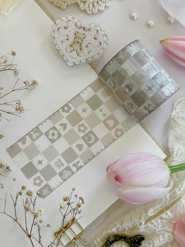 leelajournals Neutral Whimsy Checkered 50mm Washi Tape