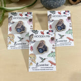 Northern Saw-Whet Owl On Camera Wooden Pin