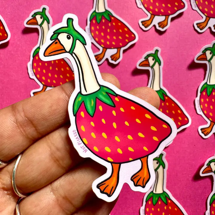 Our OG goose, Gooseberry, inspired by the classic Midwestern porch ornament, but made into a vinyl sticker!

These matte vinyl stickers feature an original design and are water, weather, and scratch proof. Perfect for putting on water bottles, computers or just about anywhere else.