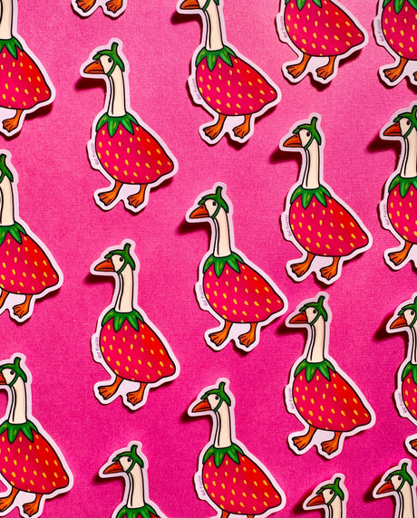 Our OG goose, Gooseberry, inspired by the classic Midwestern porch ornament, but made into a vinyl sticker!

These matte vinyl stickers feature an original design and are water, weather, and scratch proof. Perfect for putting on water bottles, computers or just about anywhere else.