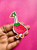 Our OG goose, Gooseberry, inspired by the classic Midwestern porch ornament, but made into a vinyl sticker!

These matte vinyl stickers feature an original design and are water, weather, and scratch proof. Perfect for putting on water bottles, computers or just about anywhere else.
