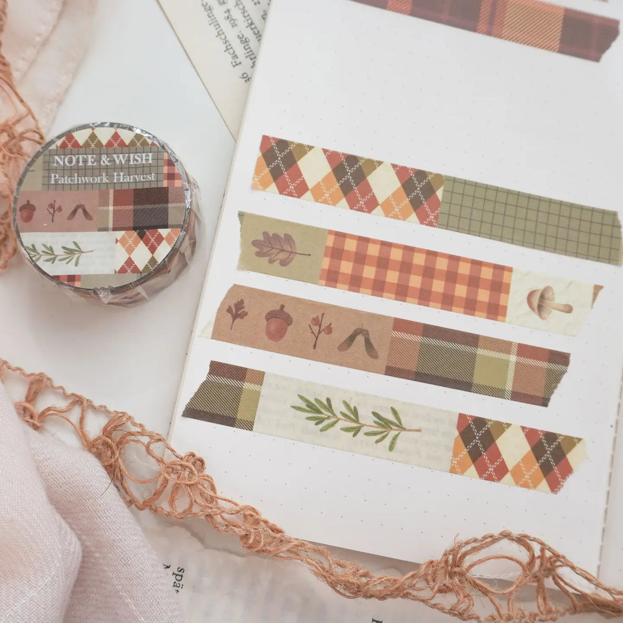 Capture the warmth of autumn in your creative projects with this Patchwork Harvest washi tape! Inspired by our love of autumn, this washi tape is the perfect way to add a cosy touch to your journals and other projects.

Length: 10m&nbsp;
Width: 15mm