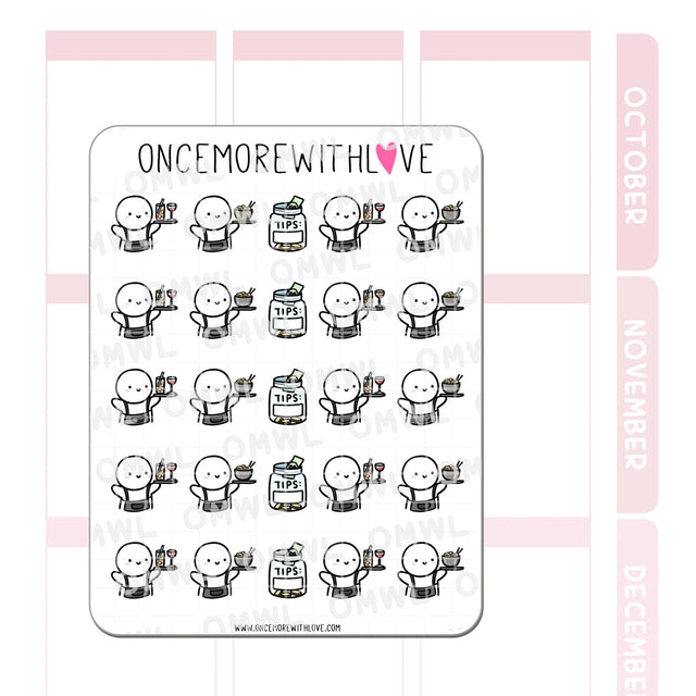 Once More With Love M1278 Restaurant Server Sticker Sheet