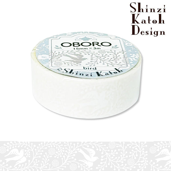 Cinta washi blanca con diseño de pájaro Oboro