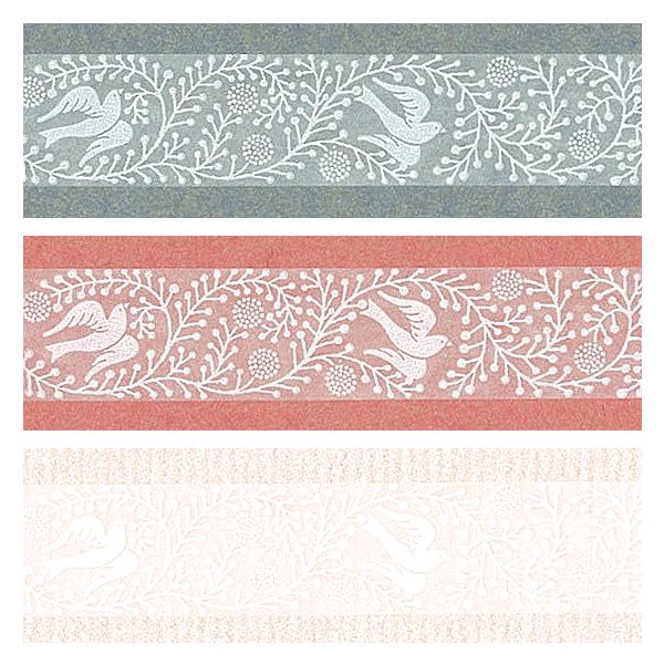 Cinta washi blanca con diseño de pájaro Oboro