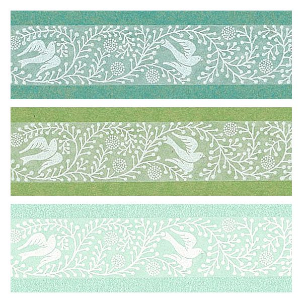 Cinta washi blanca con diseño de pájaro Oboro
