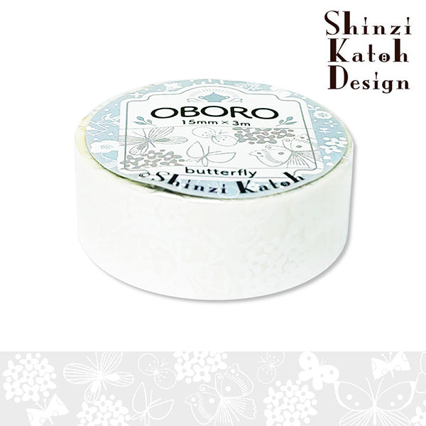 Cinta washi blanca con diseño de mariposa Oboro