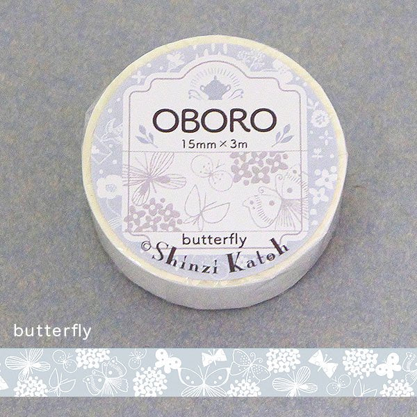 Cinta washi blanca con diseño de mariposa Oboro