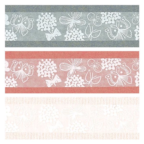 Cinta washi blanca con diseño de mariposa Oboro
