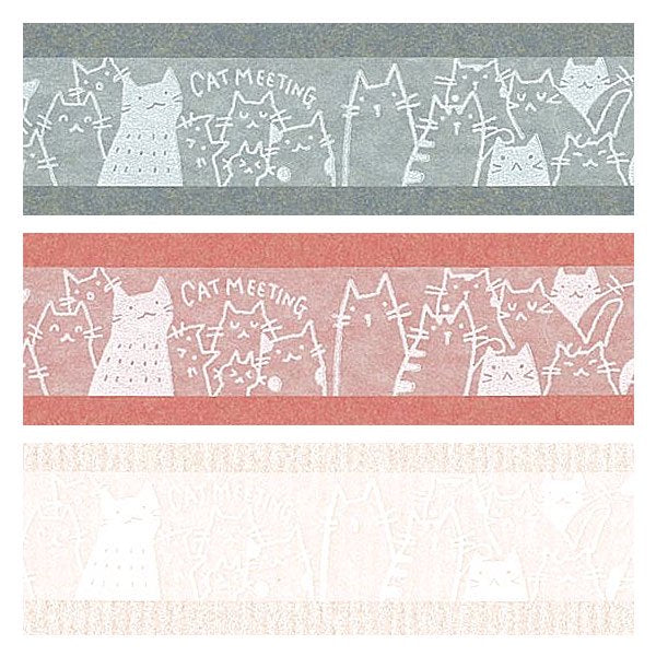 Oboro Cats White Washi Tape