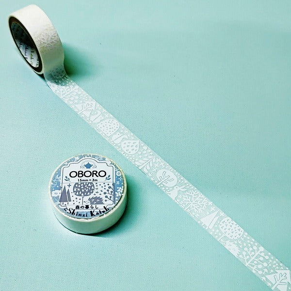 Cinta washi blanca del bosque de Oboro