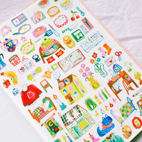 This PET tape is kiss-cut for your convenience. The tape is made of a thin, matte, clear material that is great for journaling! The theme of the tape is a play on the word homebody so all of the stickers are related to the home or activities you do at home.