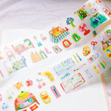 This PET tape is kiss-cut for your convenience. The tape is made of a thin, matte, clear material that is great for journaling! The theme of the tape is a play on the word homebody so all of the stickers are related to the home or activities you do at home.