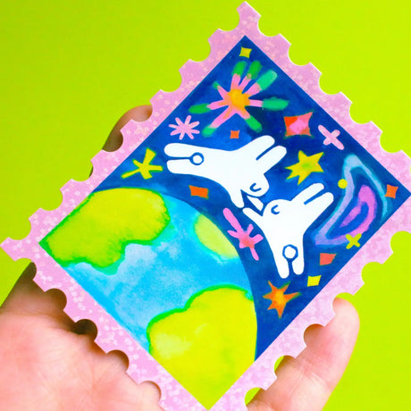 Glitter vinyl sticker, 3 inches on the longest side.

PET laminate with UV screening to protect from sunlight and weather, 2-4 year outdoor life. PVC free product. Weather and water resistant.