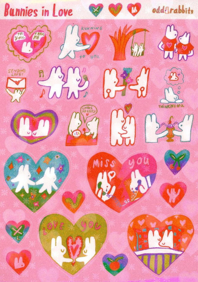 Odd Rabbit - Bunnies in Love Transparent Holographic Sticker Sheet

A6 Sticker Sheet

Great for journaling and decorating!

Water resistant, not waterproof. Do not place in areas of high wear.&nbsp;