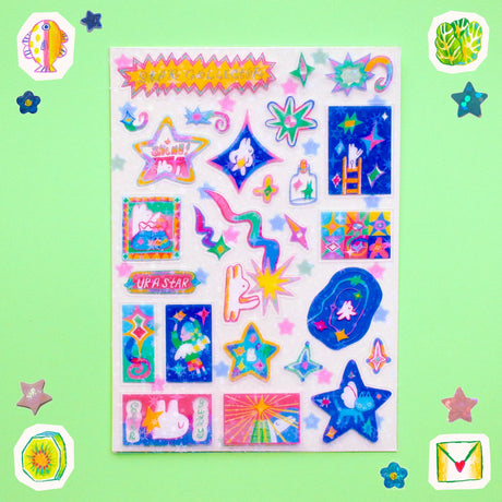 A6 Sticker Sheet

Great for journaling and decorating!

Water resistant, not waterproof. Do not place in areas of high wear.&nbsp;
