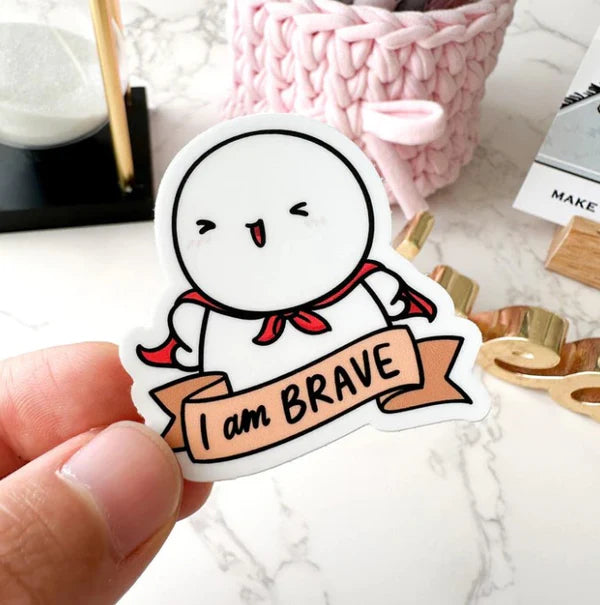 Once More With Love - I am Brave Vinyl Sticker

I designed these at a low in my life when I really needed these reminders for myself to make it through the day. Pick up an entire set of all the "I am" vinyls, or choose your own a la carte!