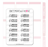 Once More With Love - M1114 Break Starts Sticker Sheet

This sticker is so versatile and can be used whether or not you are a student - we all need a break, and it can start whenever, wherever, annnnd however you want!