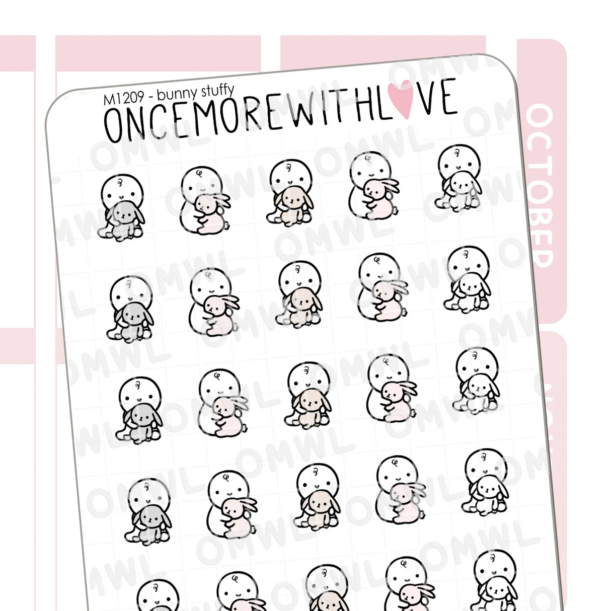Once More With Love - M1209 Bunny Stuffy Sticker Sheet

Do you have a favourite toy growing up? My baby girl is so in love with her bunny stuffy -&nbsp;Seeing the light in her eyes when she holds it dear to her heart just makes me smile!

SPECS:

Size - Each sheet is approximately 4.5x3.5 (regular size) inches.&nbsp;
Type - Designed for all planners, organizers, calendars, bullet journals, and traveler's notebooks&nbsp;
Material - Non-removable matte white adhesive paper&nbsp;
Design - All designs are origi