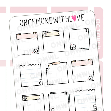 Once More With Love - M1402 Mini Note Pages Sticker Sheet

Here are some functional mini note pages for you to use in your planners!