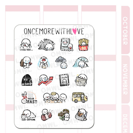 Once More With Love - M1476 Nine Year Anniversary Favourites Sticker Sheet

This is the selection of our best-selling stickers released in our 9th year! This sheet may not look very fun... it is filled with stickers of my grief from losing my dad... but I still wanted to put it together to honour the love and the loss I went through this year.