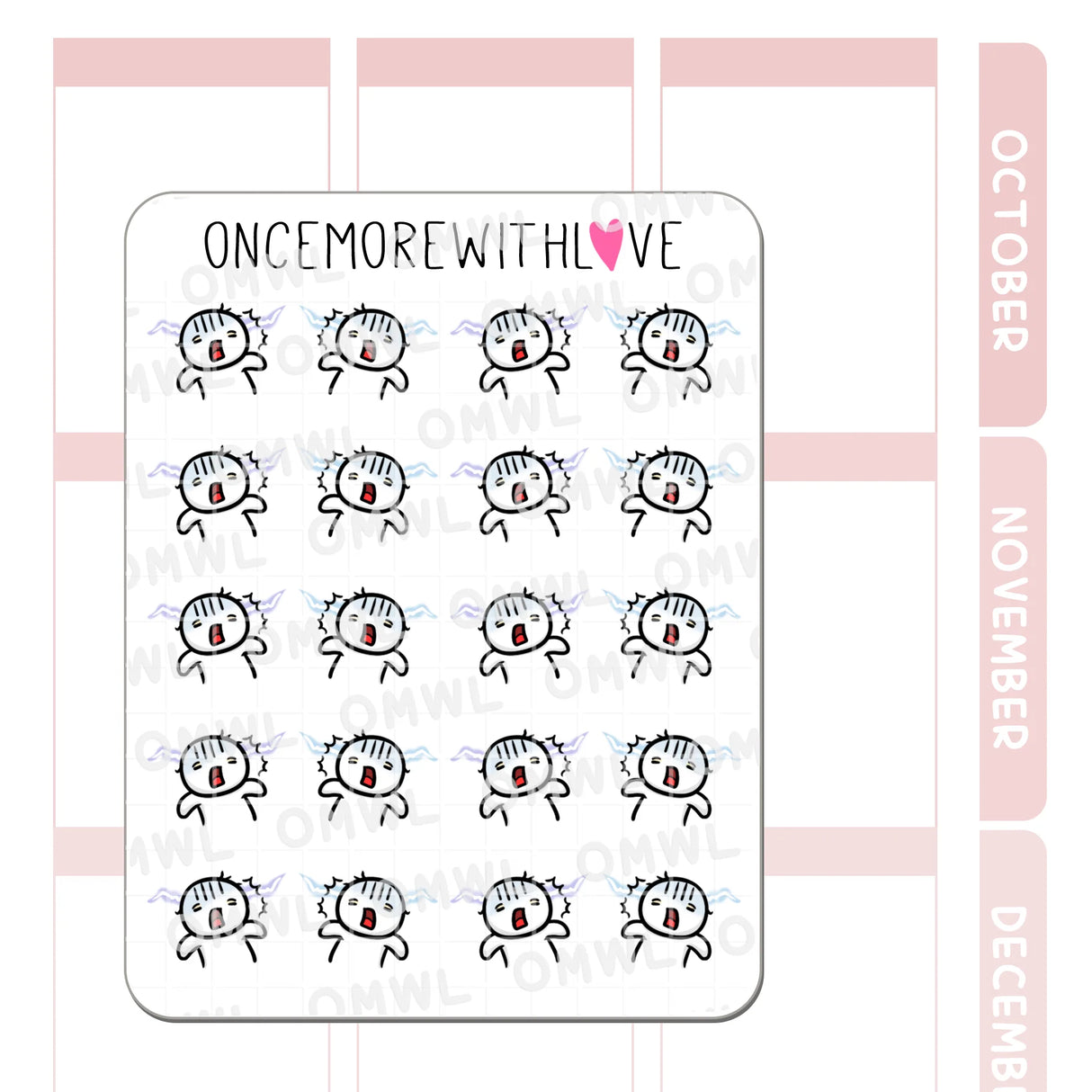 Once More With Love - M1479 Shocked Realization Sticker Sheet

Ackkkk! This is my attempt at shocked realization... like when I see my toddler had picked up a random pop can from the ground and is trying to drink it. OMG...!
