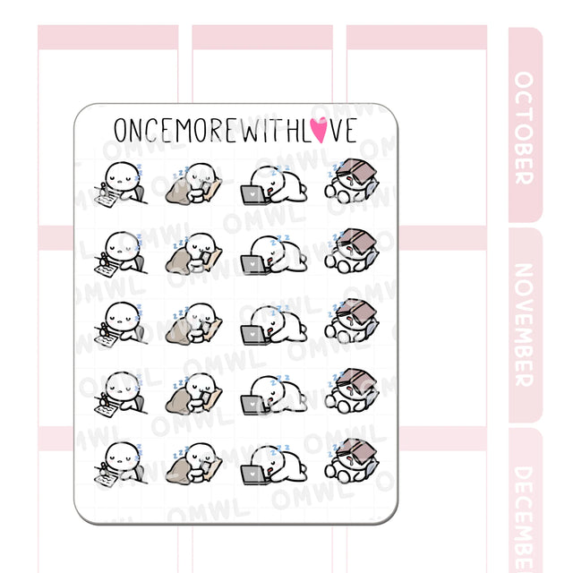 Once More With Love - M1485 Oops I Fell Asleep Sticker Sheet

...wait wait... what just happened? Did I doze off again!!