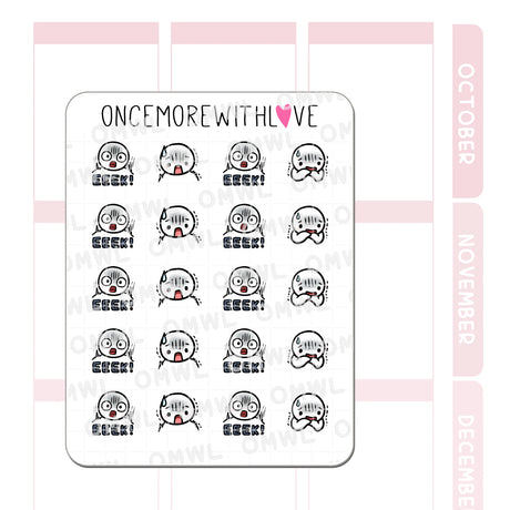 Once More With Love - M1488 Eek! Sticker Sheet

GASP! Hope these munchkins soften the blow a bit as you react with an eeeeek!