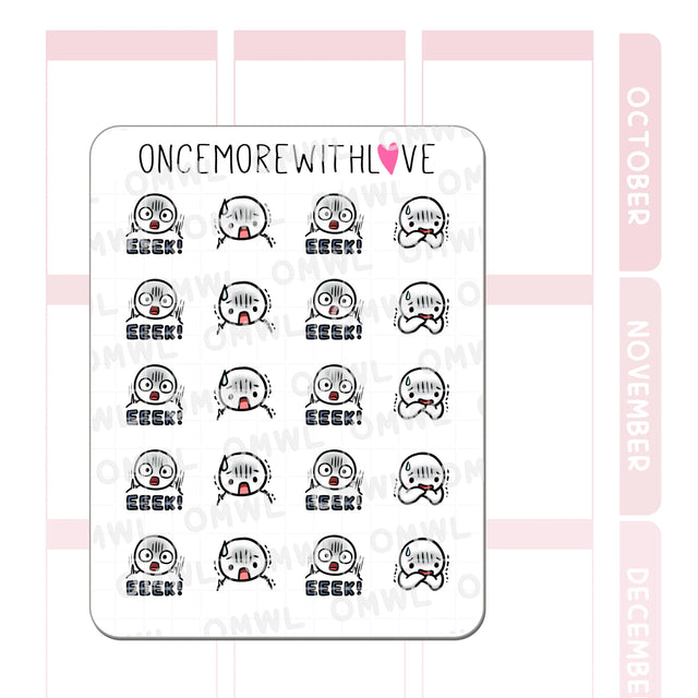 Once More With Love - M1488 Eek! Sticker Sheet

GASP! Hope these munchkins soften the blow a bit as you react with an eeeeek!