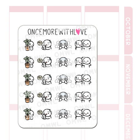 Once More With Love - M1490 Social Anxiety Sticker Sheet

A delightfully awkward sticker sheet for when you want to say “hi” but your brain says “run!”