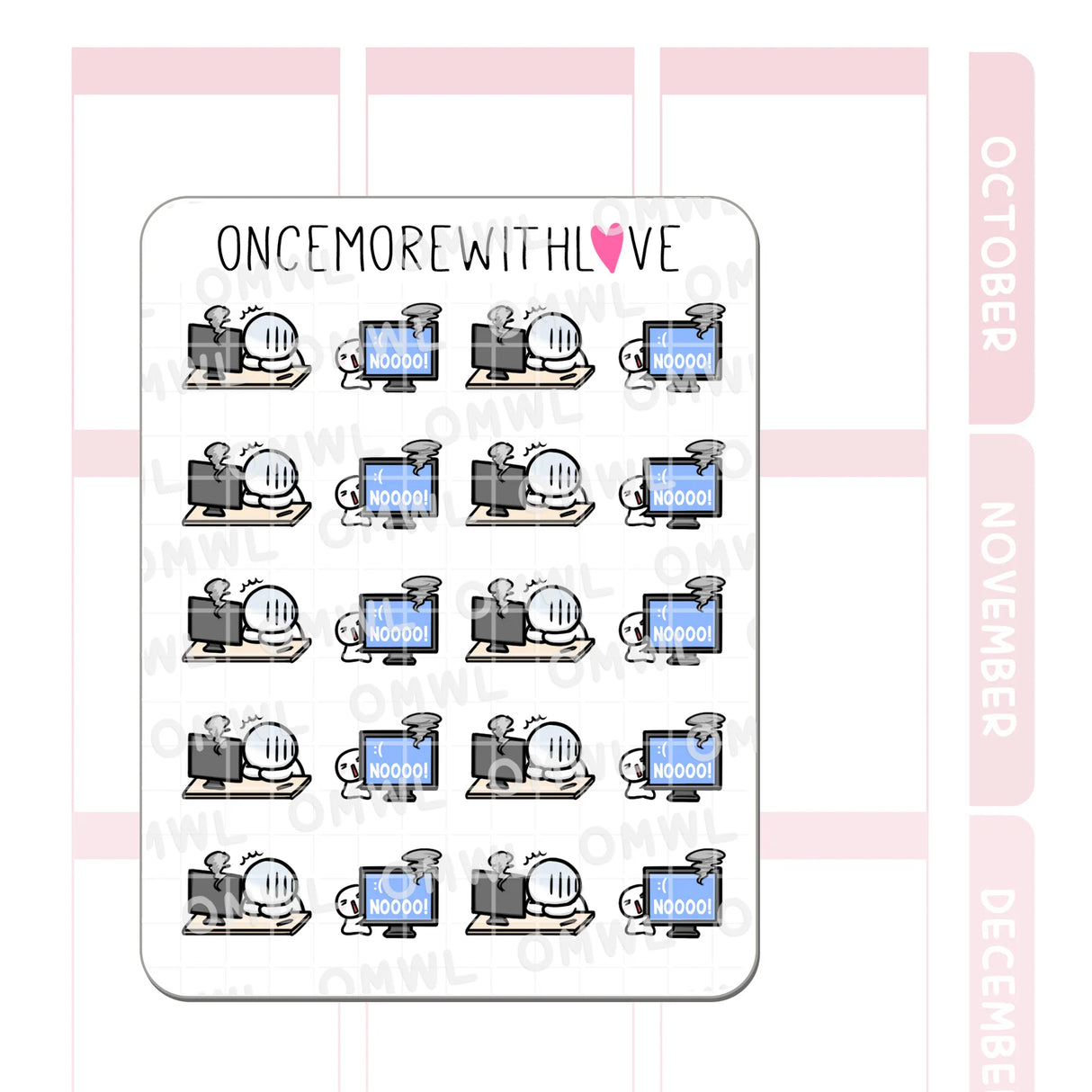 Once More With Love - M1493 Blue Screen of Death Sticker Sheet

A sticker sheet for when you wish Ctrl+Alt+NOPE could revive the blue screen of death...