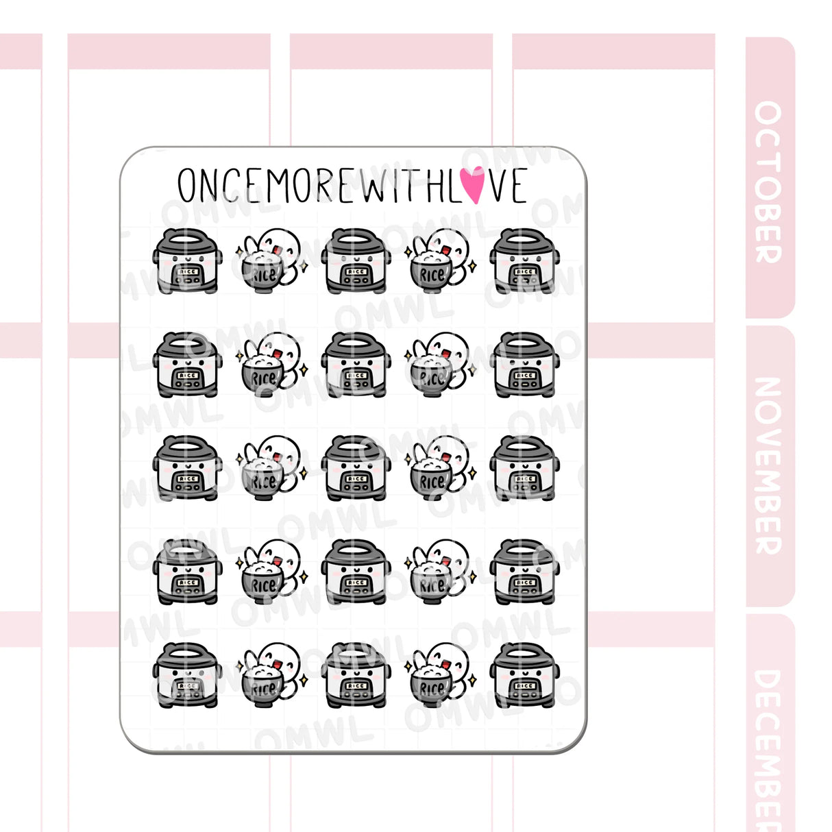 Once More With Love - M1516 Rice Lover Sticker Sheet

Can't live without rice! My mom used to call me a rice tub because I love rice so much hehe.