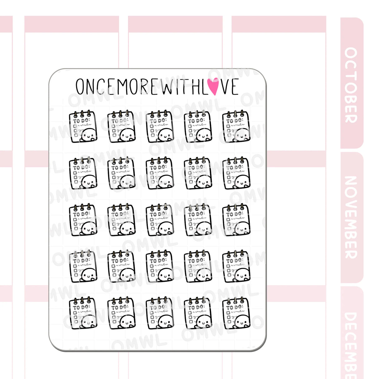 Once More With Love - M1521 To Do List Notepad Sticker Sheet

A cute munchkin with a To Do notepad to for marking your To Do lists!