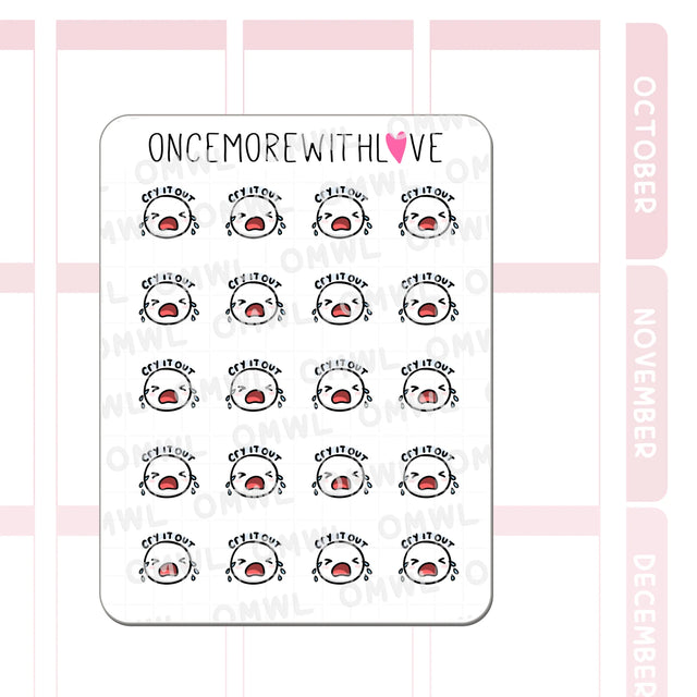 Once More With Love - M1527 Cry It Out Sticker Sheet

Waaaah sometimes you just have to cry it out. A bad day, a huge wave of grief, or you can also use this sticker for babies crying it out!