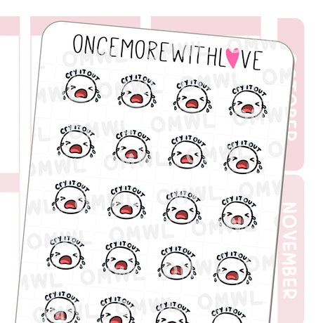 Once More With Love - M1527 Cry It Out Sticker Sheet

Waaaah sometimes you just have to cry it out. A bad day, a huge wave of grief, or you can also use this sticker for babies crying it out!