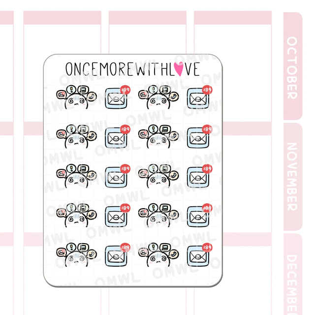 Once More With Love - M1528 Notification Overload Sticker Sheet

Ding ding ding! Way too many notifications popping up. I literally have over 1000 emails I haven't checked. Eeep! But don't worry, I never miss customer service emails hehe