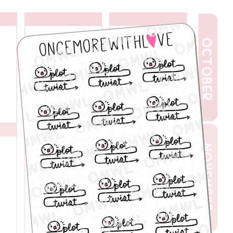 Once More With Love - M1537 Plot Twist Sticker Sheet

Plot twist! Sometimes life throws you a curveball and you just need to pivot. Use this sticker to make it a little more lighthearted!