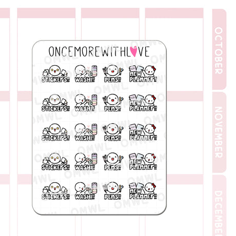 Once More With Love - M1539 All The Stationery! Sticker Sheet

Us stationery fiends just need alllll the stickers! All the washi! All the pens! And allll the new planners! Hehe. These munchkins are perfect for marking all those purchases!