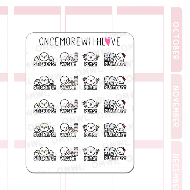 Once More With Love - M1539 All The Stationery! Sticker Sheet

Us stationery fiends just need alllll the stickers! All the washi! All the pens! And allll the new planners! Hehe. These munchkins are perfect for marking all those purchases!