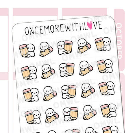 Once More With Love - M1543 Pencil Munchkins Sticker Sheet

Little munchkins and pencils! These are so easy to use for different purposes. For drawing, writing, journaling, planning, studying, etc!