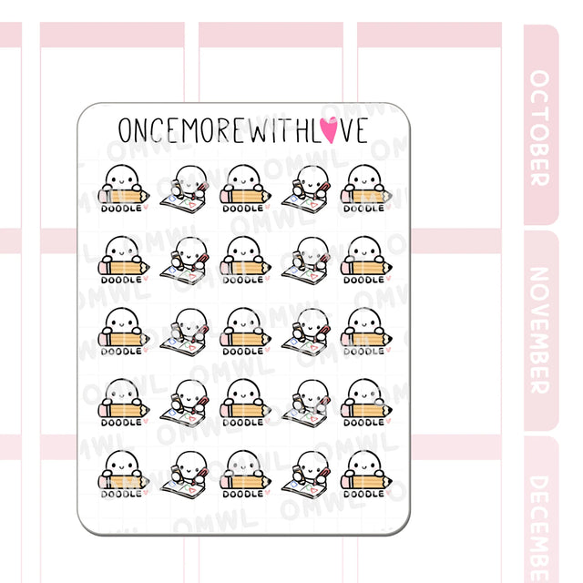 Once More With Love - M1545 Doodle Time Sticker Sheet

I taught my first doodling workshops! If you took my Introduction to Doodling class or are just a doodler yourself, mark your doodling sessions with this adorable munchkin. I can't wait to see what you create!