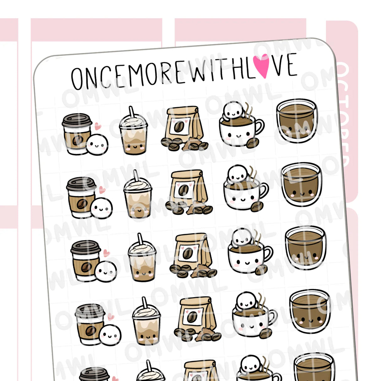 Once More With Love - M1548 Coffee Time 3.0 Sticker Sheet

Where are my coffee drinkers? Hot coffee, iced coffee, coffee beans, coffee with milk... take-out coffee. These munchkins have got you covered!