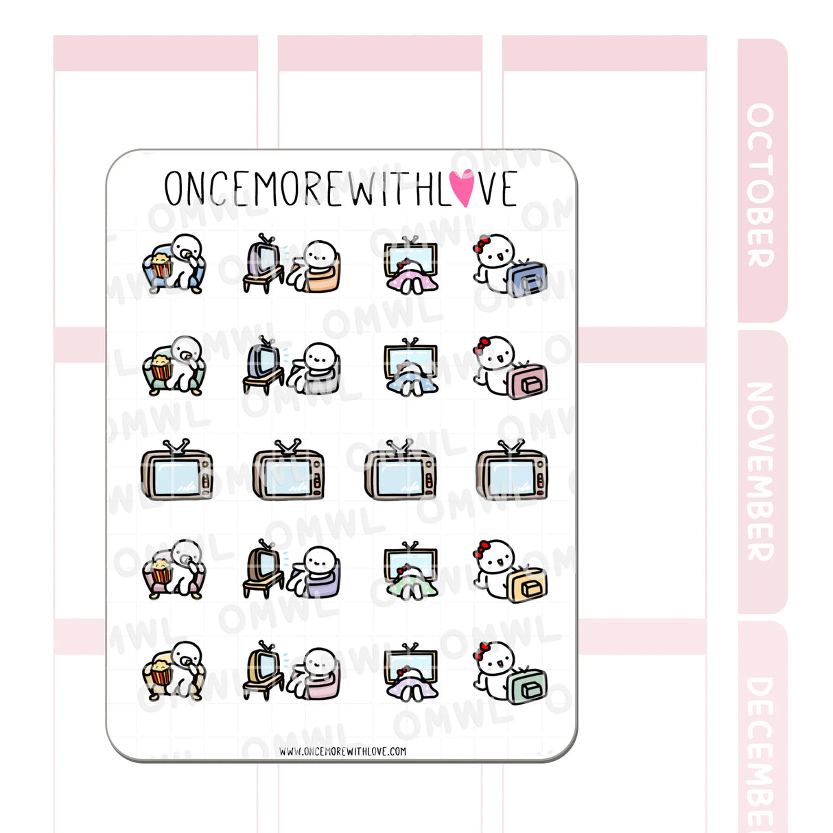 Once More With Love - M655 Movie and TV 2.0 Sticker Sheet

Stickers for watching TV, movies, Netflix, Hulu, anything you want!