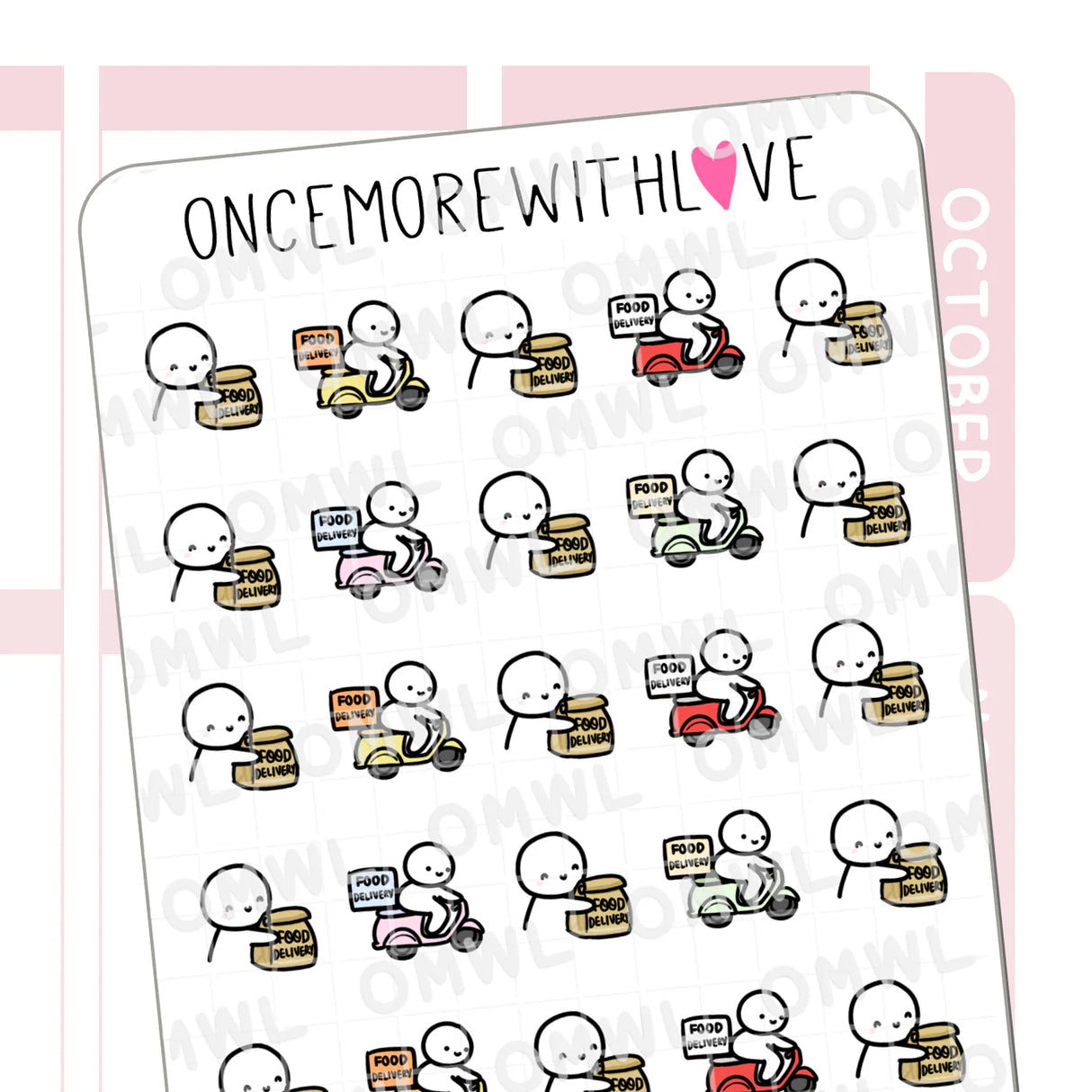 Once More With Love M789 Food Delivery Sticker Sheet

Stickers for when you get food delivery! Yum yum!