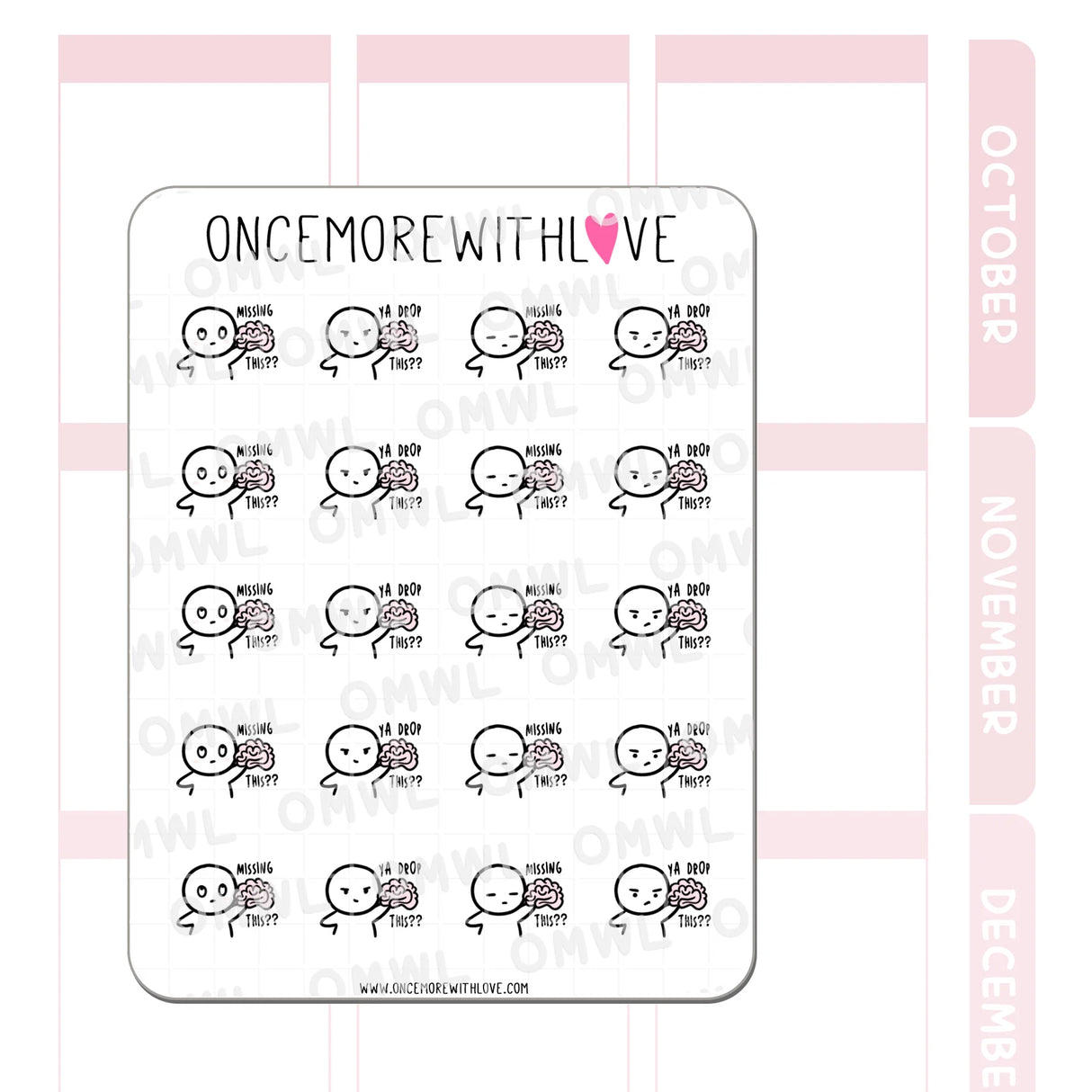 Once More With Love M857 Brainless Planner Sticker

When you have a day where your brain just isn't working! Or if you feel like someone else is doing something completely ridiculous... I feel this way when I read the news or see comment sections online and I just wonder- who the heck are these people and where are their brains?!